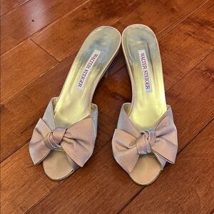 Walter Steiger Pink Bow Open-Toe Mules